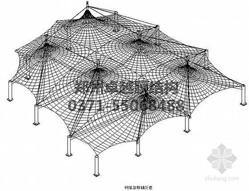 設(shè)計圖中可以看出索膜結(jié)構(gòu)一般由膜材、索結(jié)構(gòu)、支架結(jié)構(gòu)三部分組成