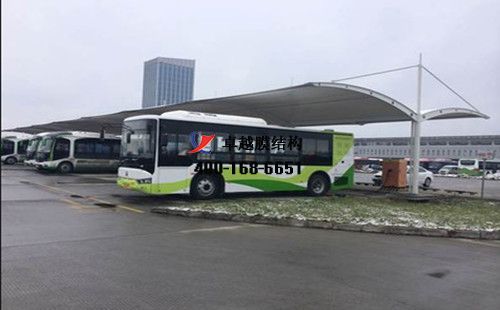 天門膜結(jié)構(gòu)充電站樁車棚【天門市公共汽車公司等】工程設計施工案例