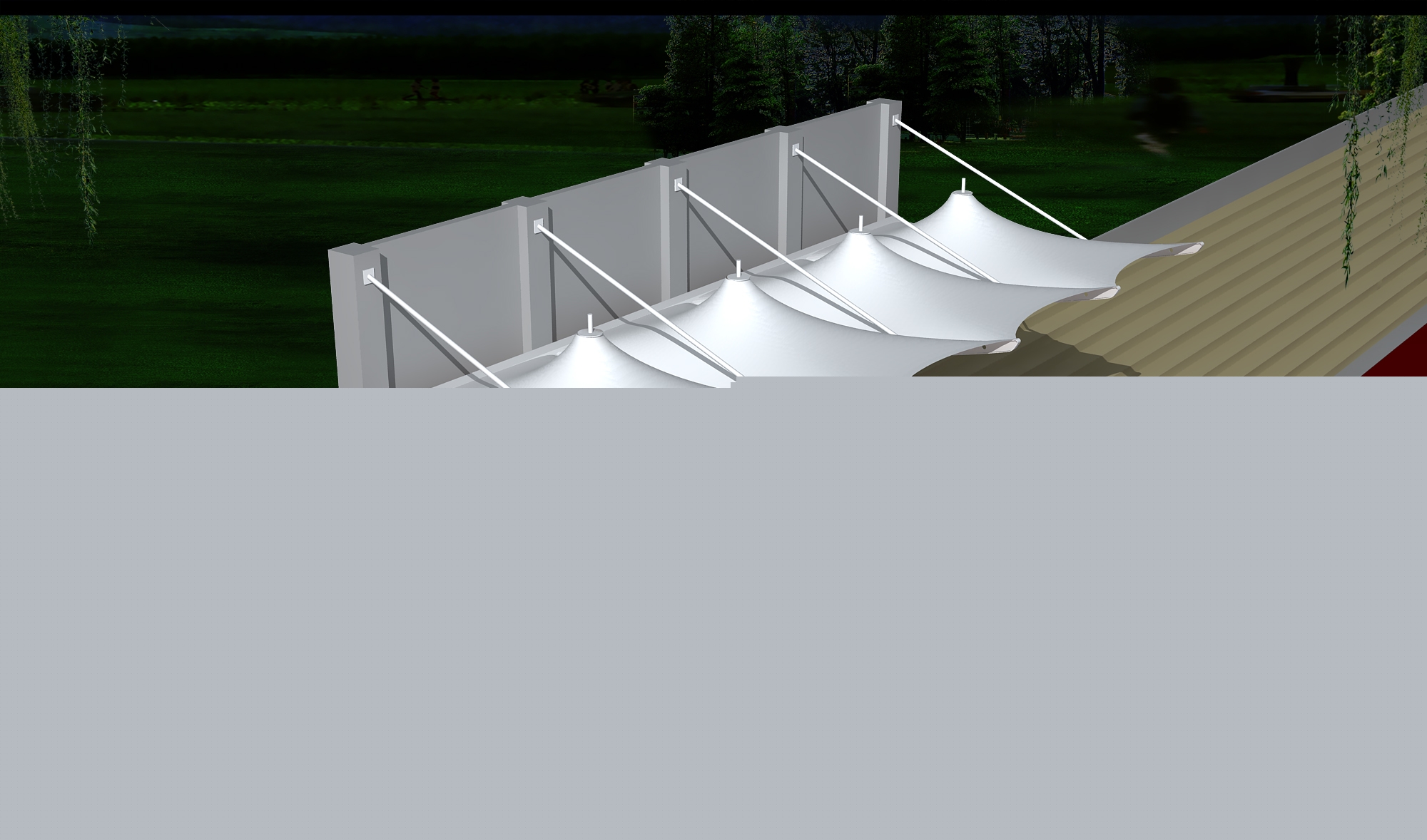 和順體育公園膜結(jié)構(gòu)【看臺(tái)雨棚】門球場(chǎng)案例