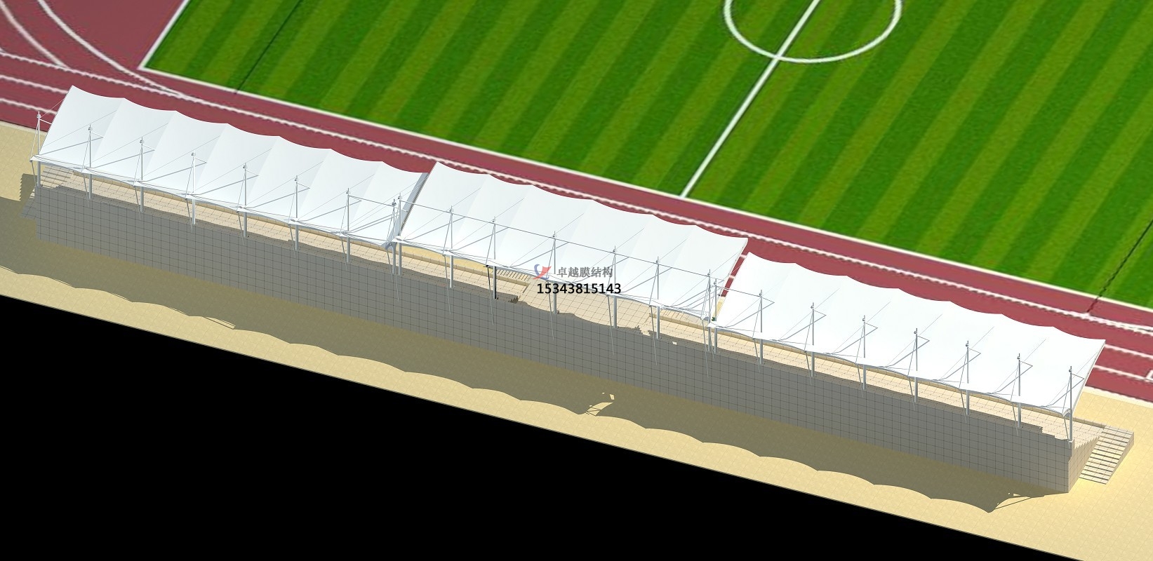 長沙寧鄉(xiāng)體育公園膜結(jié)構(gòu)【看臺(tái)雨棚】門球場案例