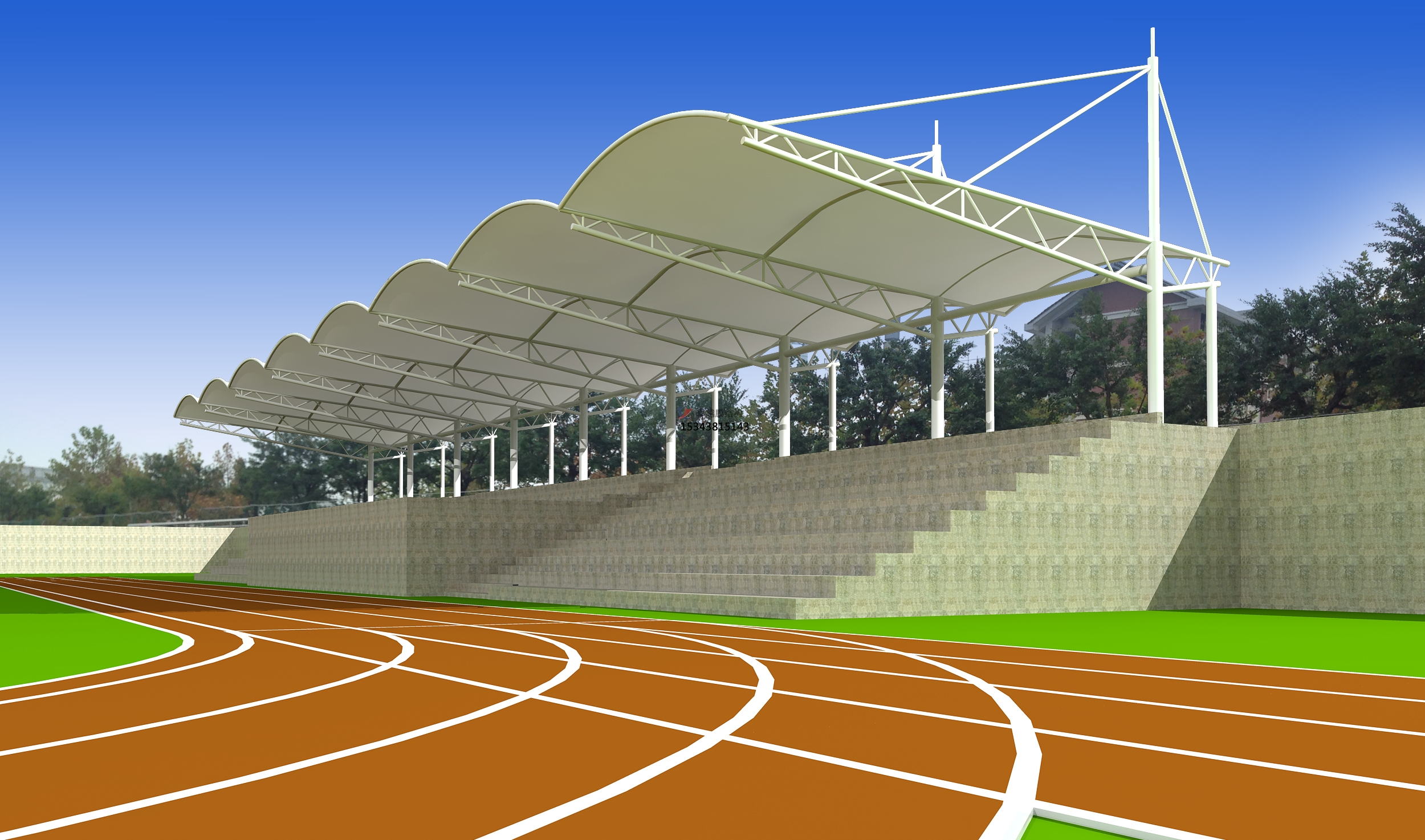 石門體育公園膜結(jié)構(gòu)【看臺(tái)雨棚】門球場案例