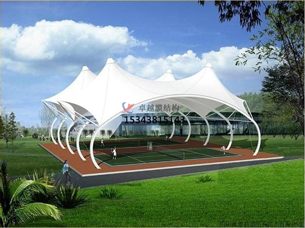 珠海網(wǎng)球場膜結構頂蓋/籃球場屋頂/門球場雨棚安裝